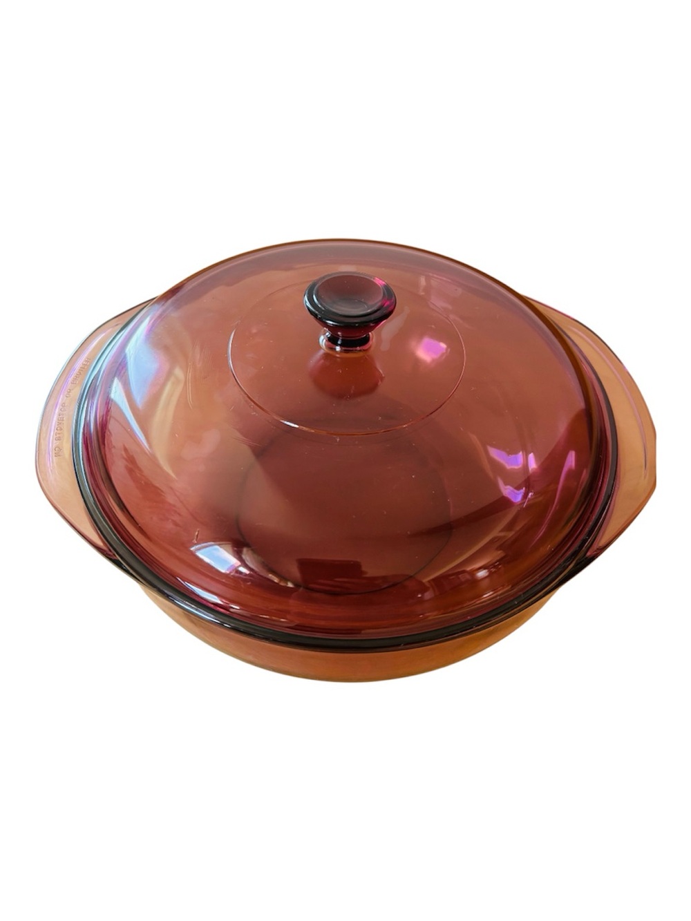 Vintage Pyrex Cranberry 2 Qt Covered Casserole Dish #024 – Excellent Condition